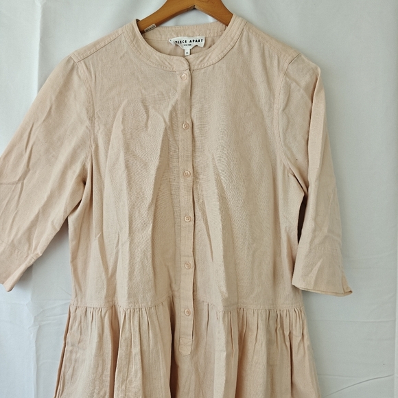 APIECE APART Maurino Drop Waist Linen Blend Mini Dress In Blush Pink Size XS - Picture 8 of 11